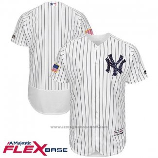 Maglia Baseball Uomo New York Yankees 2017 Stelle e Strisce Bianco Flex Base