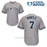 Maglia Baseball Uomo New York Yankees Mickey Mantle 7 Grigio Cool Base
