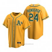 Maglia Baseball Uomo Oakland Athletics Rickey Henderson Replica Alternato Or