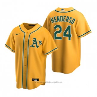 Maglia Baseball Uomo Oakland Athletics Rickey Henderson Replica Alternato Or