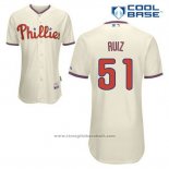 Maglia Baseball Uomo Philadelphia Phillies Carlos Ruiz 51 Crema Alternato Cool Base