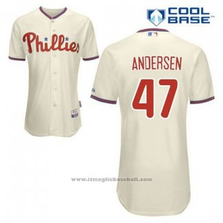 Maglia Baseball Uomo Philadelphia Phillies Larry Andersen 47 Crema Alternato Cool Base