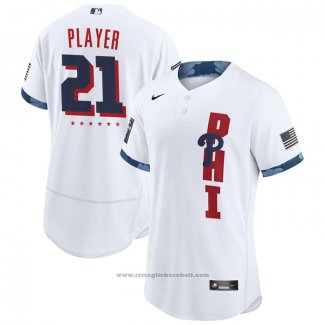 Maglia Baseball Uomo Philadelphia Phillies Personalizzate 2021 All Star Autentico Bianco