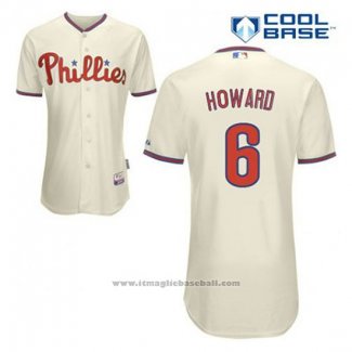 Maglia Baseball Uomo Philadelphia Phillies Ryan Howard 6 Crema Alternato Cool Base