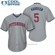 Maglia Baseball Uomo Pittsburgh Pirates 2017 Stelle e Strisce Josh Harrison Grigio Cool Base