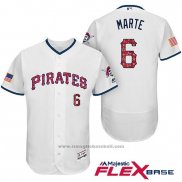 Maglia Baseball Uomo Pittsburgh Pirates 2017 Stelle e Strisce Starling Marte Bianco Flex Base