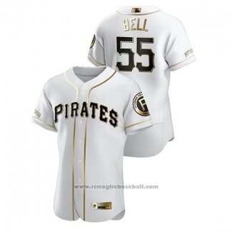 Maglia Baseball Uomo Pittsburgh Pirates Josh Bell Golden Edition Autentico Bianco