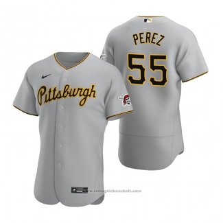 Maglia Baseball Uomo Pittsburgh Pirates Roberto Perez Autentico Road Grigio