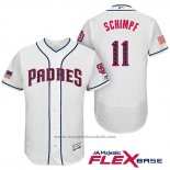 Maglia Baseball Uomo San Diego Padres 2017 Stelle e Strisce Ryan Schimpf Bianco Flex Base