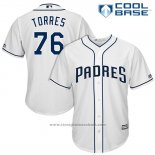Maglia Baseball Uomo San Diego Padres 76 Jose Torres Bianco 2017 Cool Base