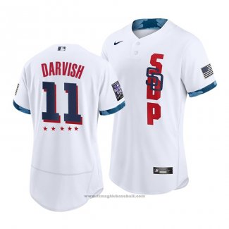 Maglia Baseball Uomo San Diego Padres Yu Darvish 2021 All Star Autentico Bianco