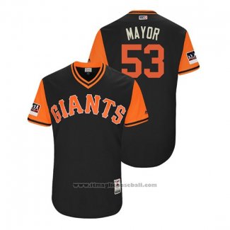 Maglia Baseball Uomo San Francisco Giants Austin Slater 2018 LLWS Players Weekend Mayor Nero