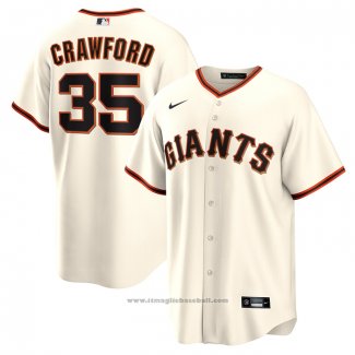 Maglia Baseball Uomo San Francisco Giants Brandon Crawford Primera Replica Crema