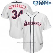 Maglia Baseball Uomo Seattle Mariners 2017 Stelle e Strisce Felix Hernandez Bianco Cool Base