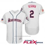 Maglia Baseball Uomo Seattle Mariners 2017 Stelle e Strisce Jean Segura Bianco Flex Base