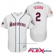 Maglia Baseball Uomo Seattle Mariners 2017 Stelle e Strisce Jean Segura Bianco Flex Base