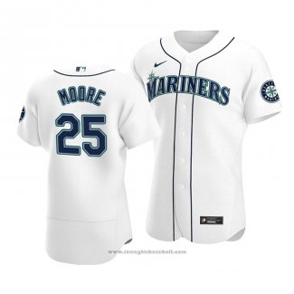 Maglia Baseball Uomo Seattle Mariners Dylan Moore Autentico Primera Bianco