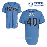 Maglia Baseball Uomo Tampa Bay Rays Wade Davis 40 Blu Alternato Cool Base