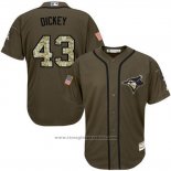 Maglia Baseball Uomo Toronto Blue Jays 43 R.a. Dickey Verde Salute To Service