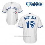 Maglia Baseball Uomo Toronto Blue Jays Jose Bautista 19 Bianco Home Cool Base