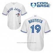 Maglia Baseball Uomo Toronto Blue Jays Jose Bautista 19 Bianco Home Cool Base