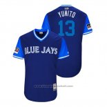 Maglia Baseball Uomo Toronto Blue Jays Lourdes Gurriel Jr. 2018 LLWS Players Weekend Yunito Blu
