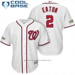 Maglia Baseball Uomo Washington Nationals 2017 Postseason Adam Eaton Bianco Cool Base