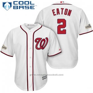 Maglia Baseball Uomo Washington Nationals 2017 Postseason Adam Eaton Bianco Cool Base