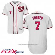 Maglia Baseball Uomo Washington Nationals 7 Trea Turner Bianco Flex Base