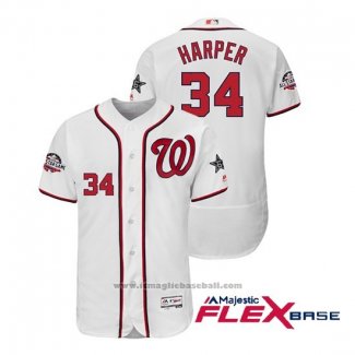 Maglia Baseball Uomo Washington Nationals Bryce Harper 2018 All Star Flex Base Bianco