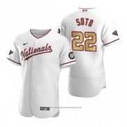 Maglia Baseball Uomo Washington Nationals Juan Soto Gold-Trimmed Championship Autentico Bianco