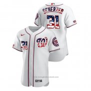 Maglia Baseball Uomo Washington Nationals Max Scherzer 2020 Stars & Stripes 4th of July Bianco