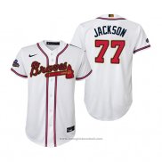 Maglia Baseball Bambino Atlanta Braves Luke Jackson 2022 Gold Program Replica Bianco