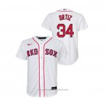 Maglia Baseball Bambino Boston Red Sox David Ortiz Replica Primera Bianco