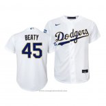 Maglia Baseball Bambino Los Angeles Dodgers Matt Beaty 2021 Gold Program Replica Bianco