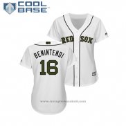 Maglia Baseball Donna Boston Red Sox Andrew Benintendi 2018 Memorial Day Cool Base Bianco