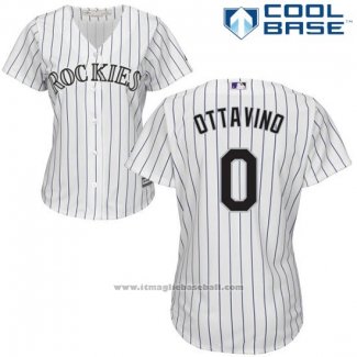 Maglia Baseball Donna Colorado Rockies Adam Ottavino 0 Bianco Autentico Collection Cool Base