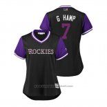 Maglia Baseball Donna Colorado Rockies Garrett Hampson 2018 LLWS Players Weekend G Hamp Nero