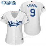 Maglia Baseball Donna Los Angeles Dodgers 2017 World Series Yasmani Grandal Bianco Cool Base