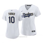 Maglia Baseball Donna Los Angeles Dodgers Justin Turner 2021 Gold Program Replica Bianco