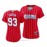 Maglia Baseball Donna Miami Marlins Yimi Garcia 2021 City Connect Sugar Kings Rosso