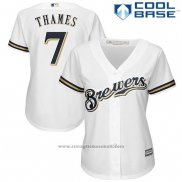 Maglia Baseball Donna Milwaukee Brewers Eric Thames Bianco Giocatore Cool Base