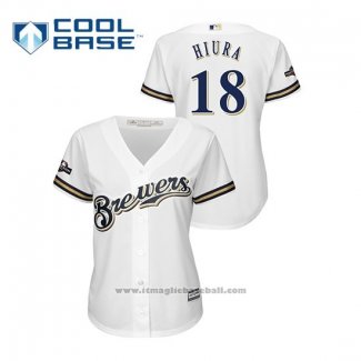 Maglia Baseball Donna Milwaukee Brewers Keston Hiura 2019 Postseason Cool Base Bianco