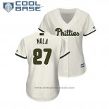 Maglia Baseball Donna Philadelphia Phillies Aaron Nola 2018 Memorial Day Cool Base Crema