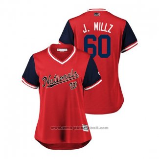 Maglia Baseball Donna Washington Nationals Justin Miller 2018 LLWS Players Weekend J. Millz Rosso
