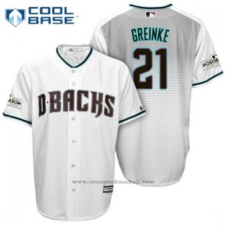 Maglia Baseball Uomo Arizona Diamondbacks 2017 Postseason 21 Zack Greinke Bianco Cool Base