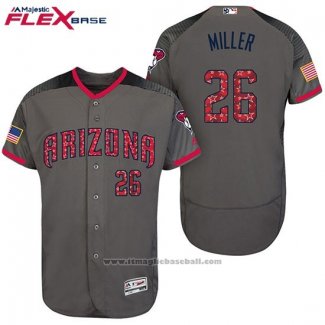 Maglia Baseball Uomo Arizona Diamondbacks 2017 Stelle e Strisce 26 Shelby Miller Grigio Flex Base