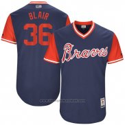 Maglia Baseball Uomo Atlanta Braves 2017 Little League World Series 36 Aaron Blair Blu