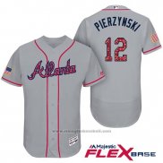 Maglia Baseball Uomo Atlanta Braves 2017 Stelle e Strisce 12 A.J. Pierzynski Grigio Flex Base