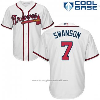 Maglia Baseball Uomo Atlanta Braves 3 Dansby Swanson Bianco Cool Base